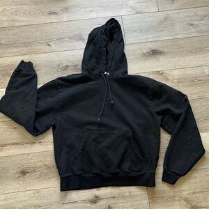 Good American Washed Black Hooded Sweatshirt